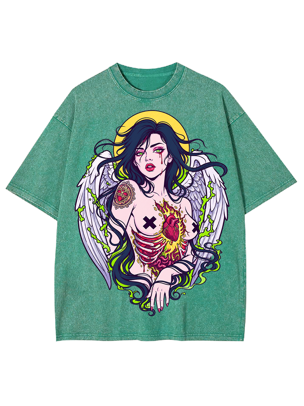 FALLEN HEART ANGEL AAA WASHED TSHIRT