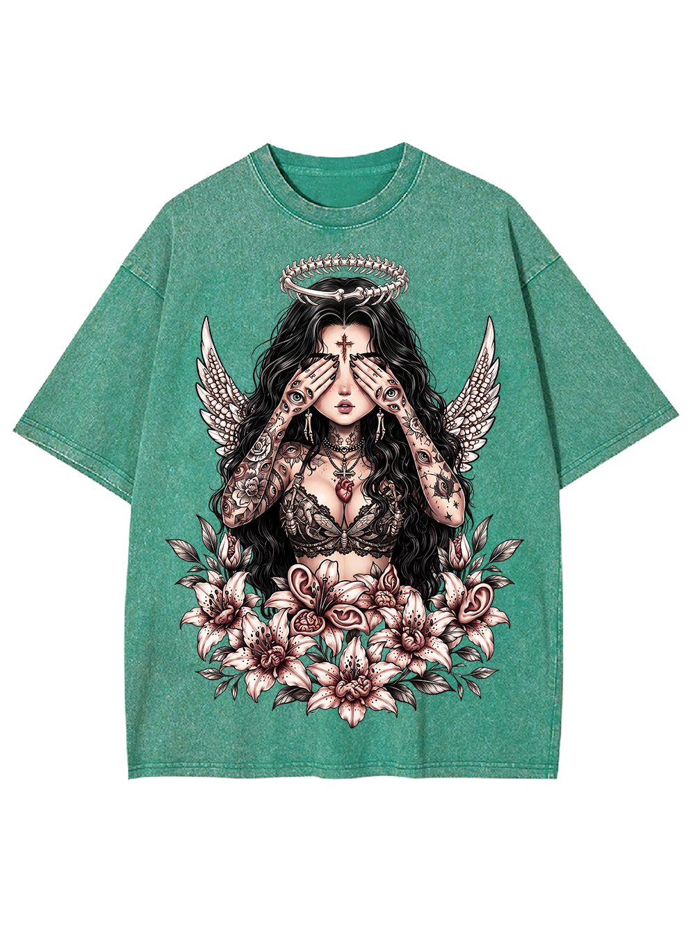 TATTOOED ANGEL BLOOM AAA WASHED TSHIRT