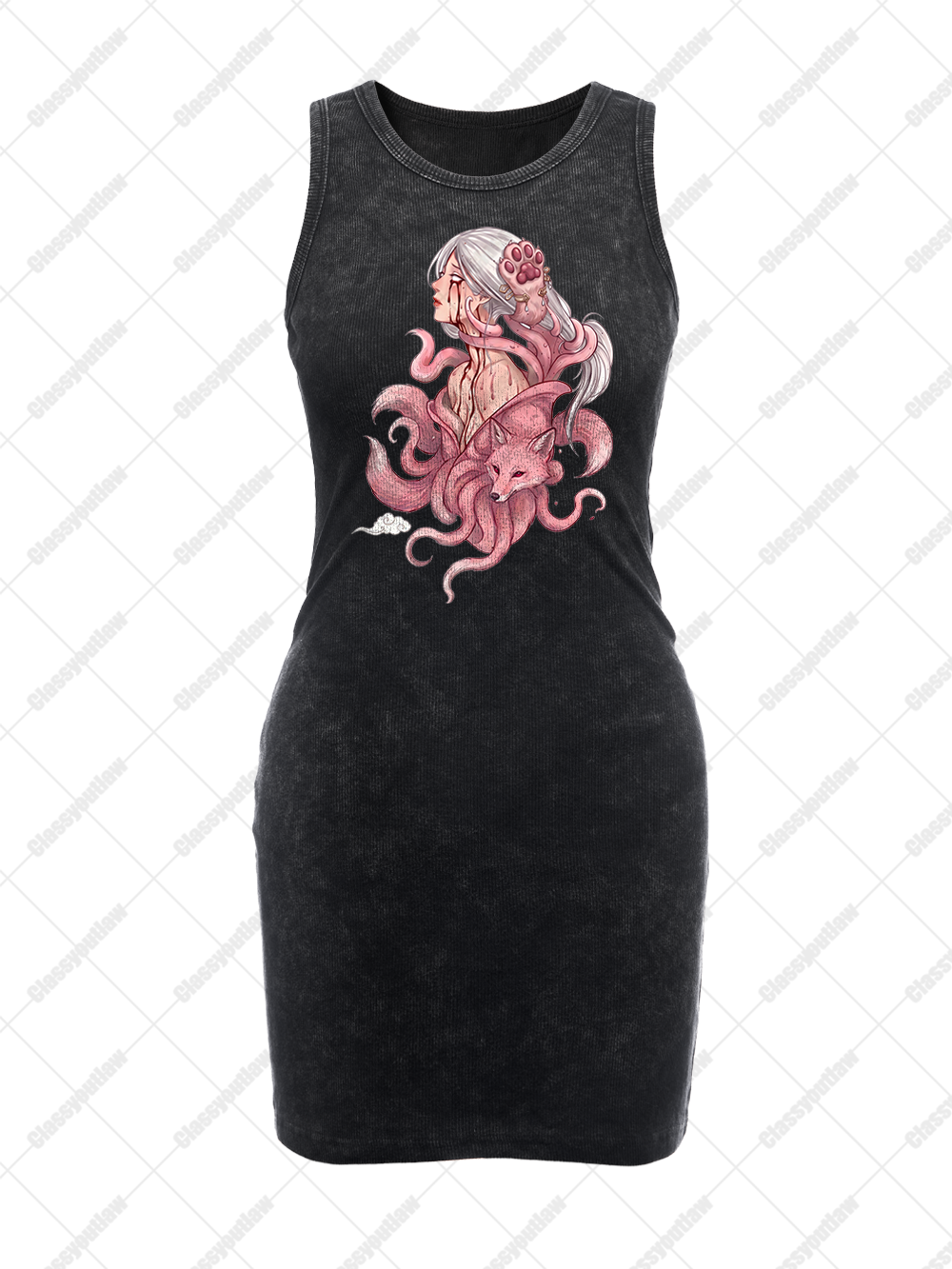 NINE-TAILED FOX GODDESS VINTAGE BODYCON TANK DRESS