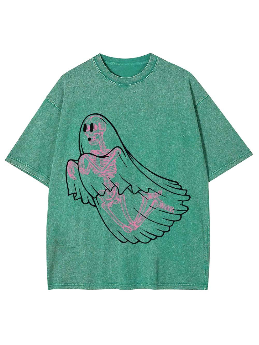 Ghostly Skeleton Veil Washed Tshirt