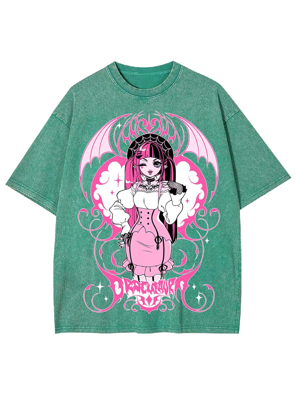 PINK BAT QUEEN WASHED TSHIRT