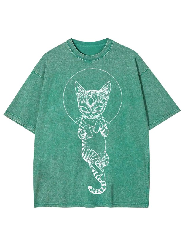 MYSTICAL THIRD-EYE CAT WASHED TSHIRT