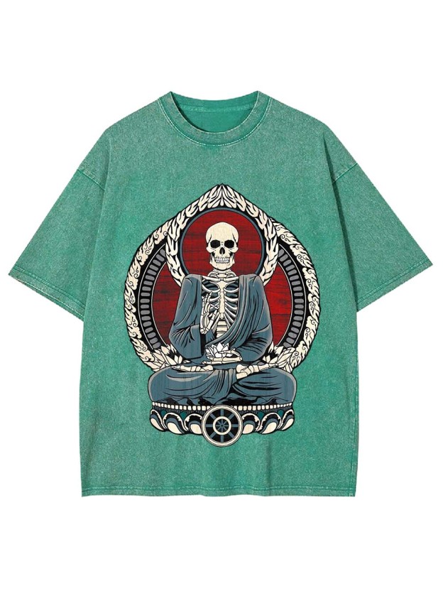 Skeleton Buddha Serenity Washed Tshirt