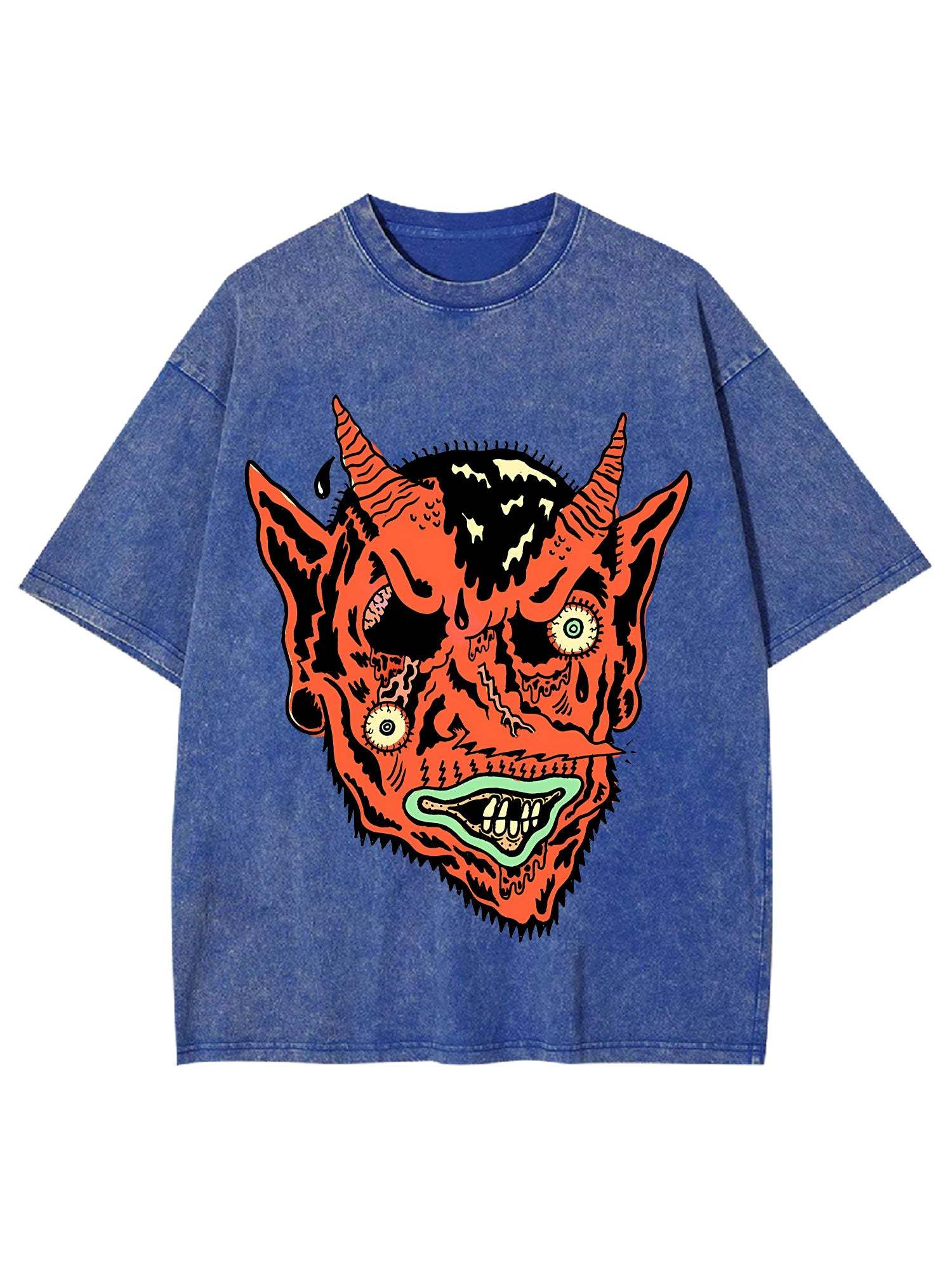 Distorted Demon Face Washed Tshirt