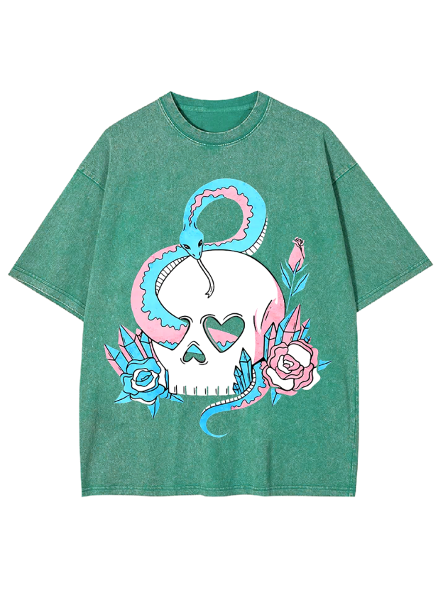 Serpent and Skull Elegance Washed Tshirt