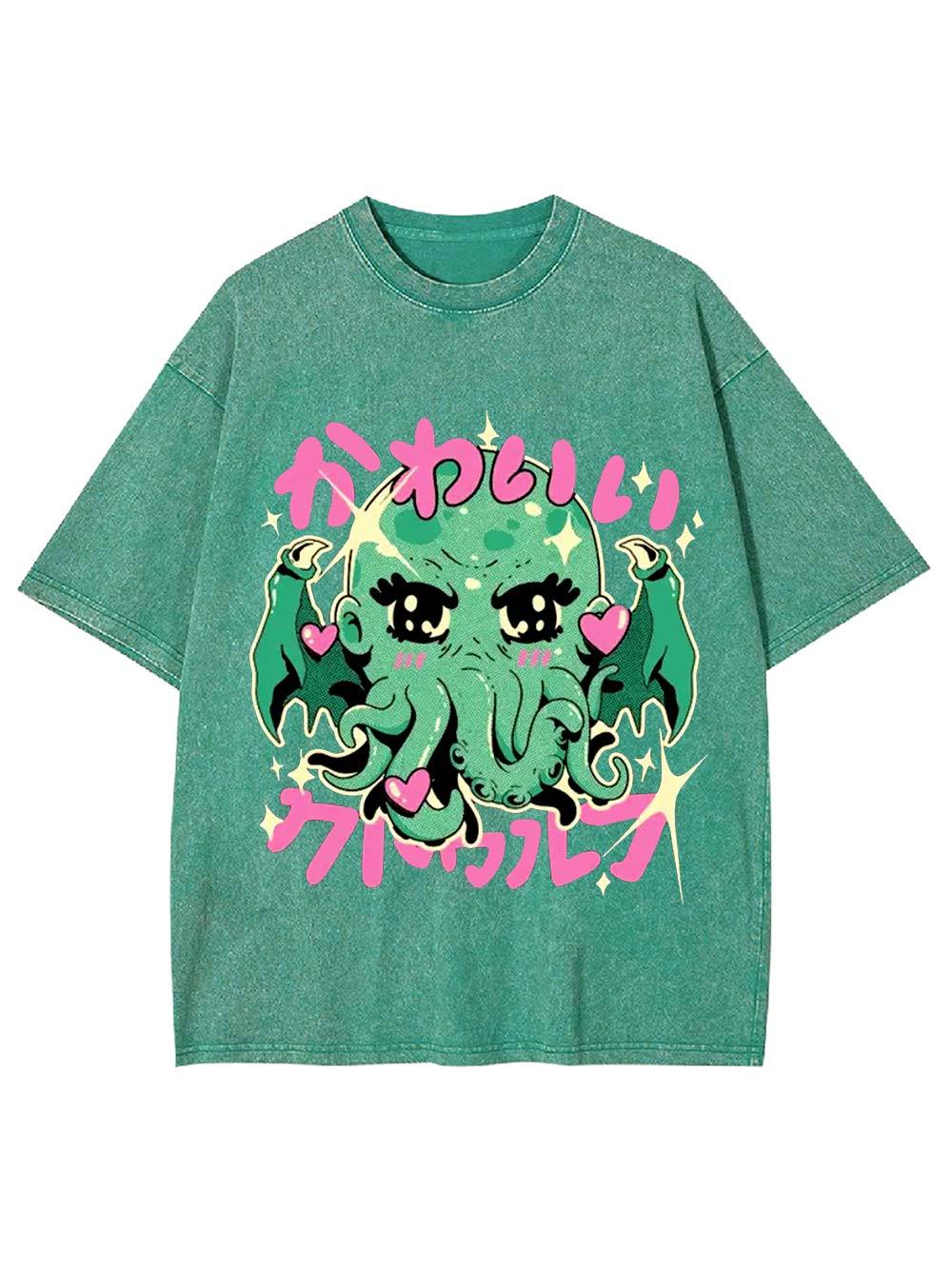 Kawaii Cthulhu Washed Tshirt