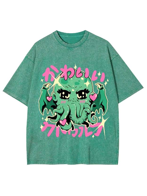 Kawaii Cthulhu Washed Tshirt