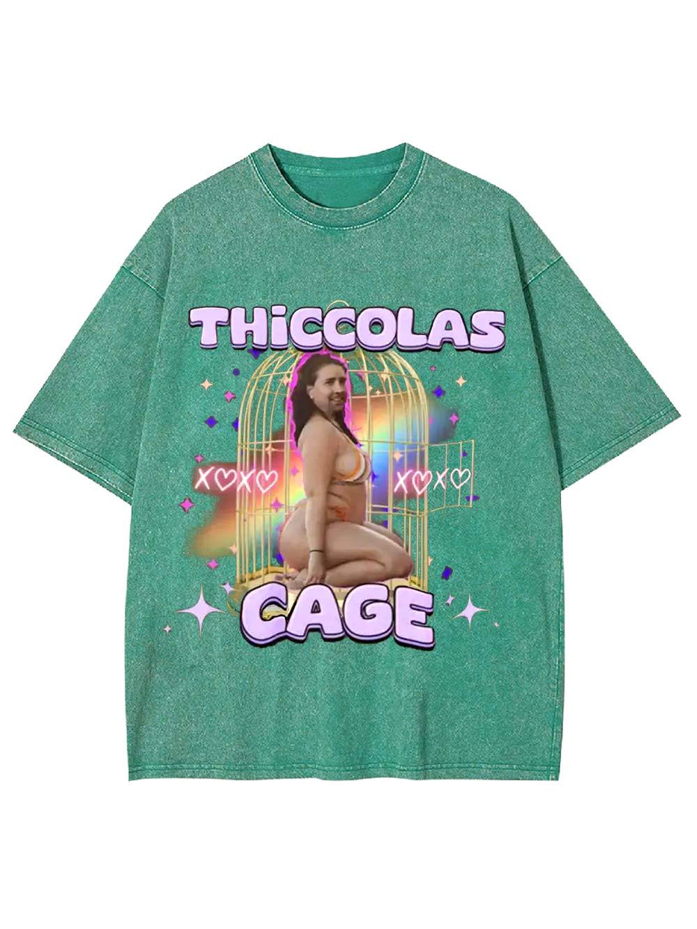 Thiccolas Cage Washed Tshirt Washed Tshirt