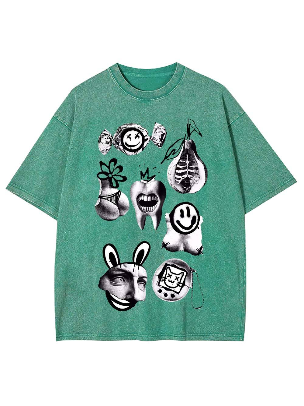 Abstract Chaos Collage Washed Tshirt