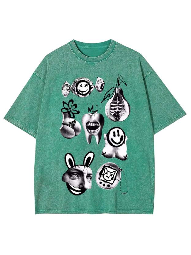 Abstract Chaos Collage Washed Tshirt