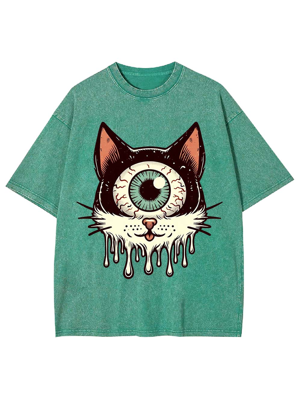Melting Eyeball Cat Washed Tshirt