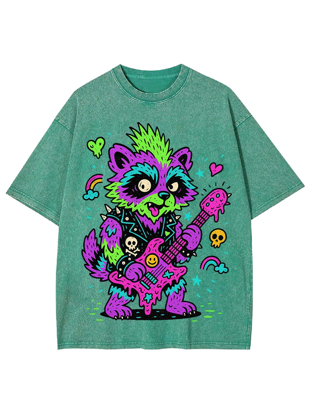 trippy raccoon Washed Tshirt