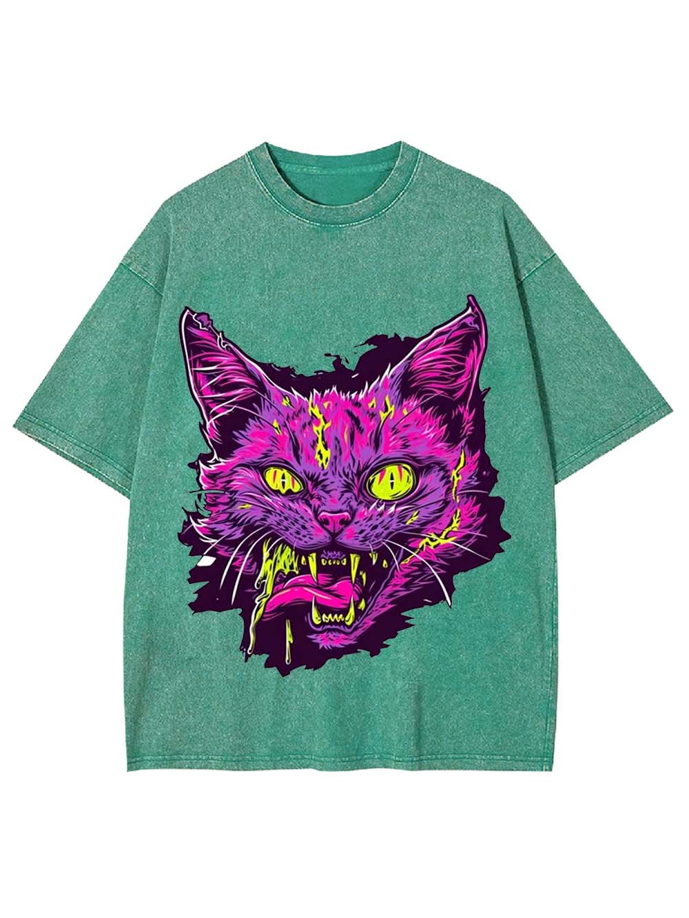 Neon Fury Cat Washed Tshirt