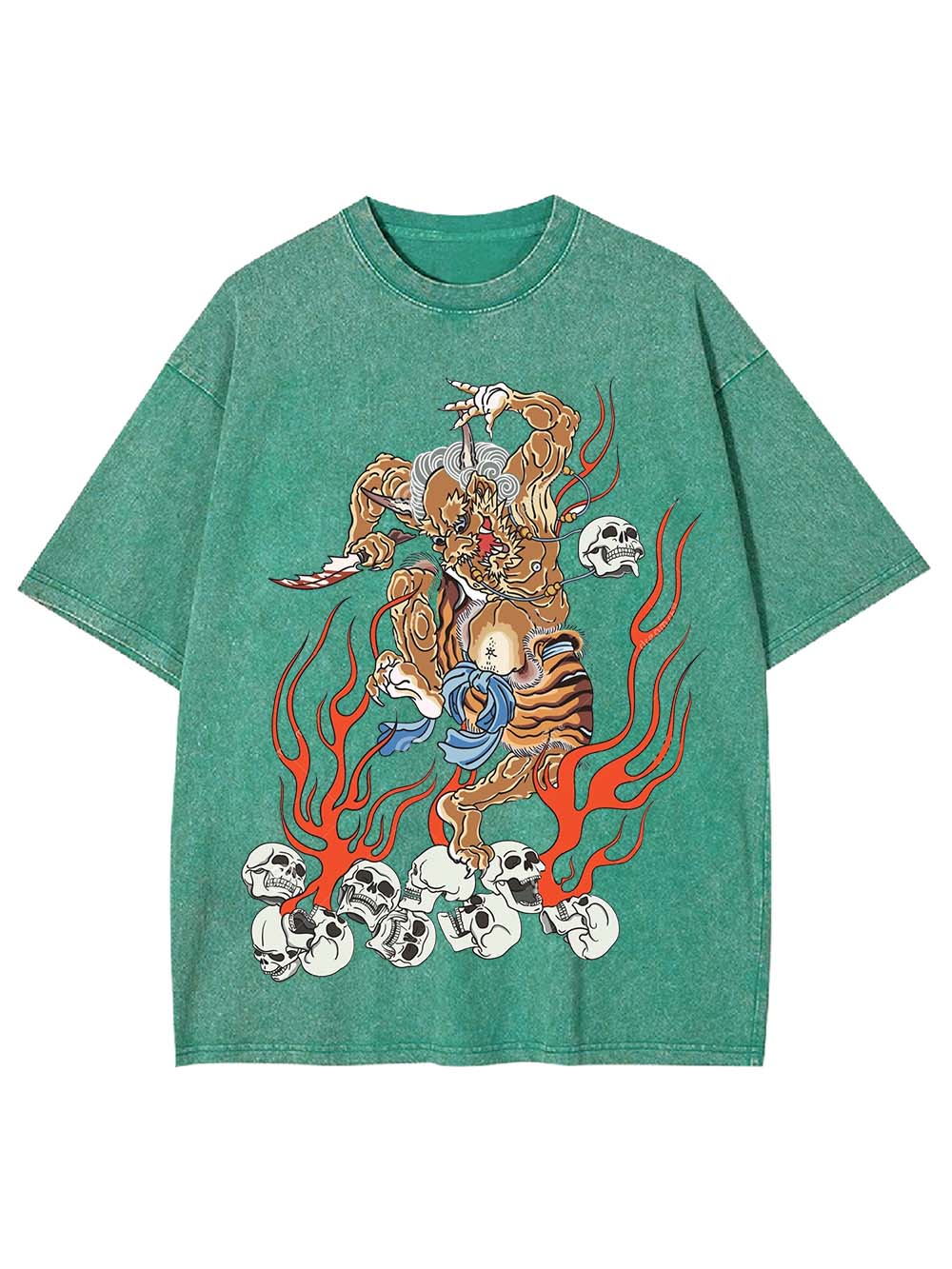 Fiery Demon Warrior Washed Tshirt