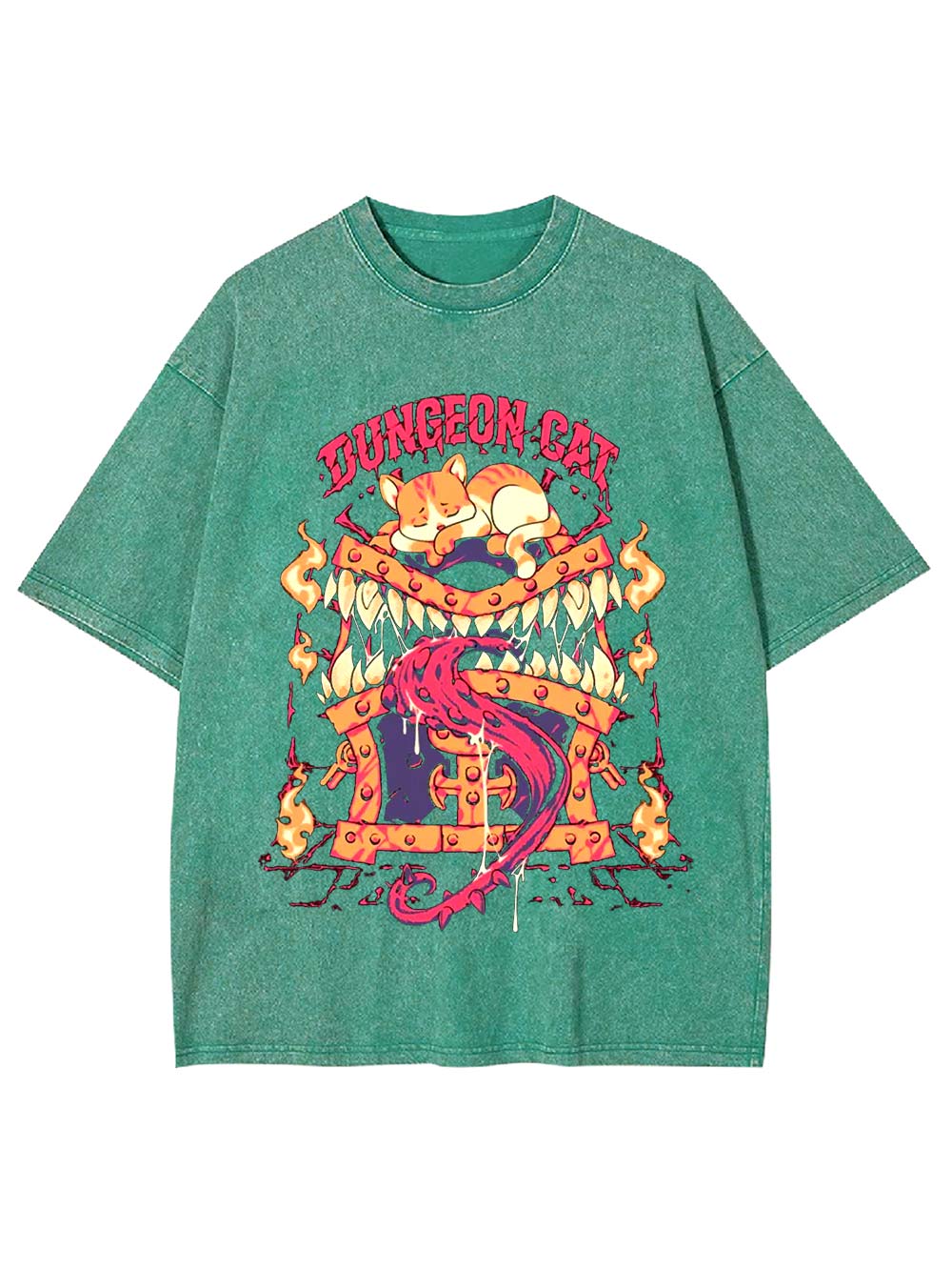 Dungeon Cat Guardian Washed Tshirt