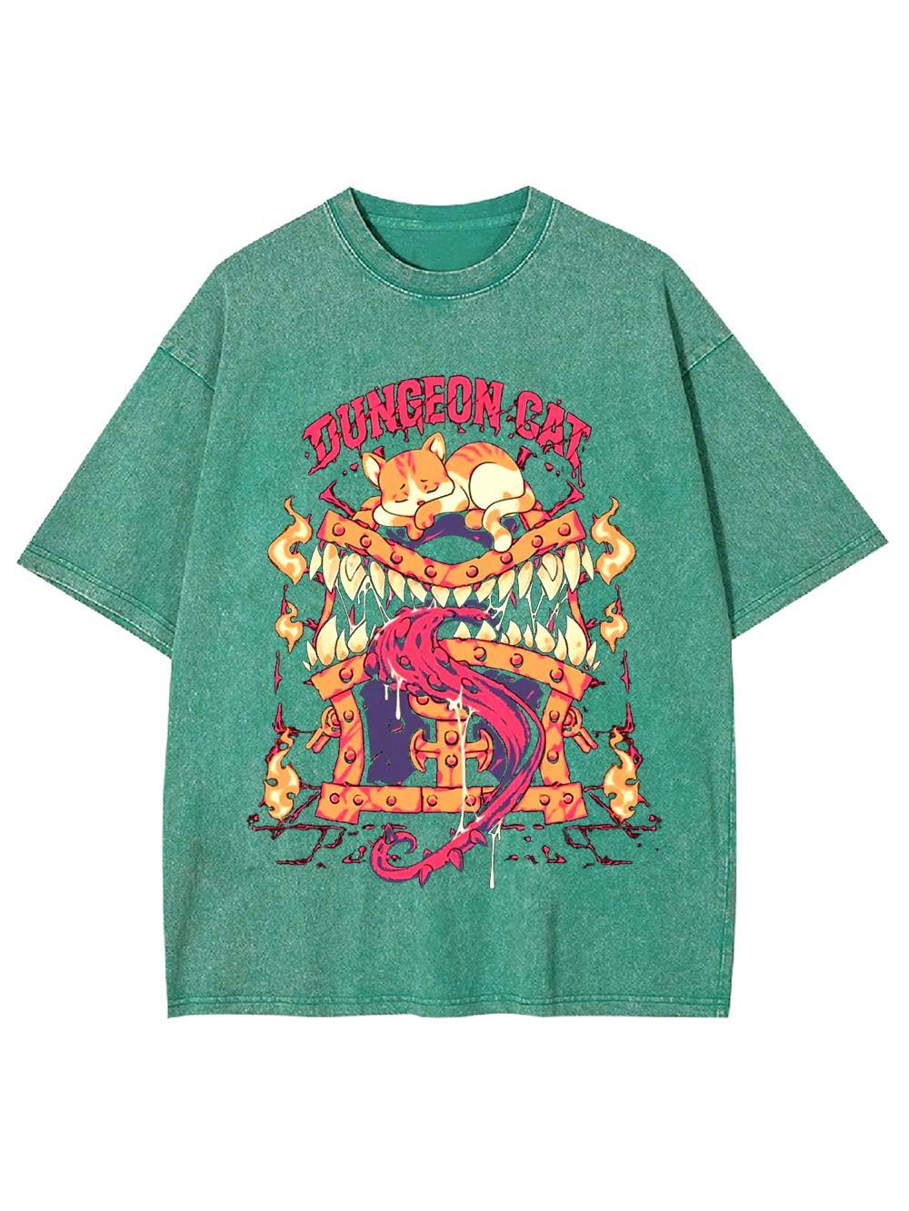 Dungeon Cat Guardian Washed Tshirt