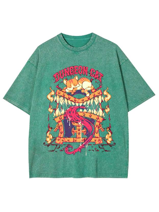 Dungeon Cat Guardian Washed Tshirt