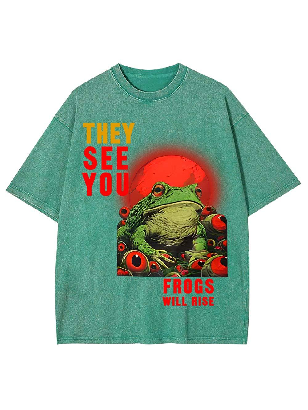 They See You: Frogs Will Rise Washed Tshirt