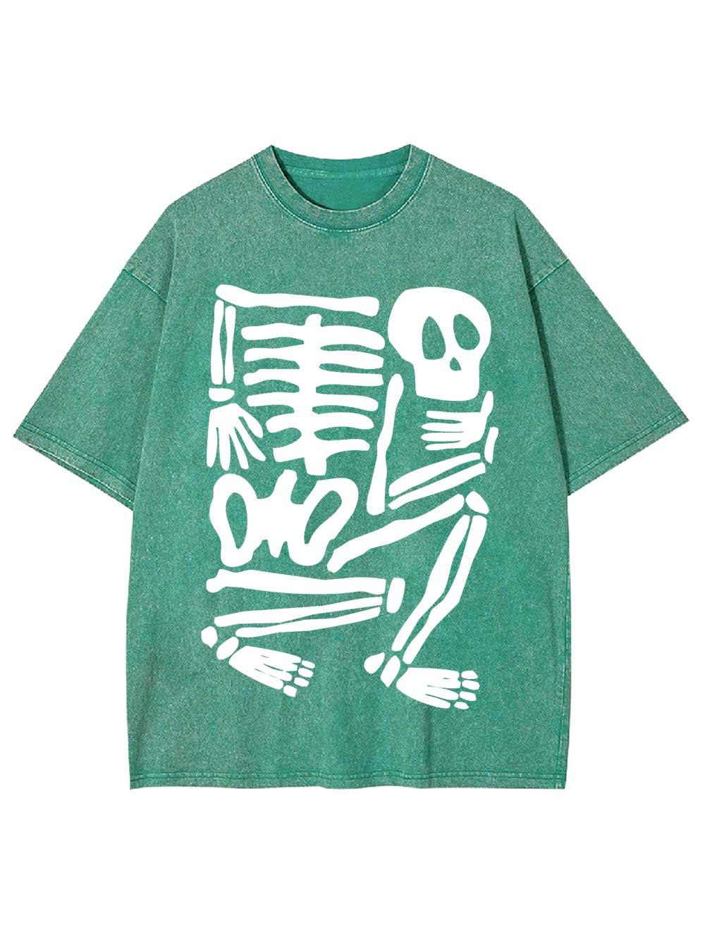Skeleton Puzzle Washed Tshirt-ClassyOutlaw Sale
