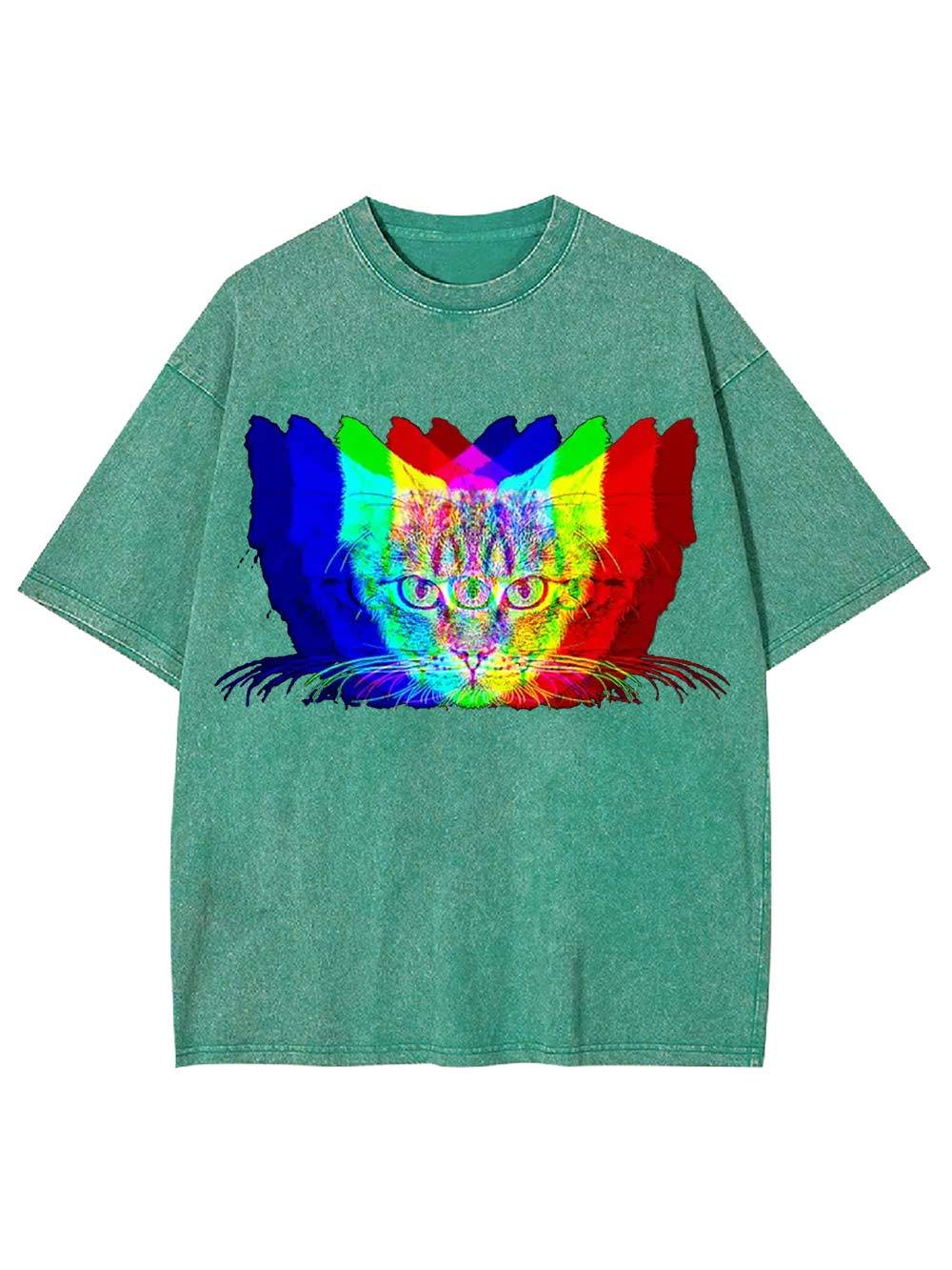 Trippy Cat Vision Washed Tshirt
