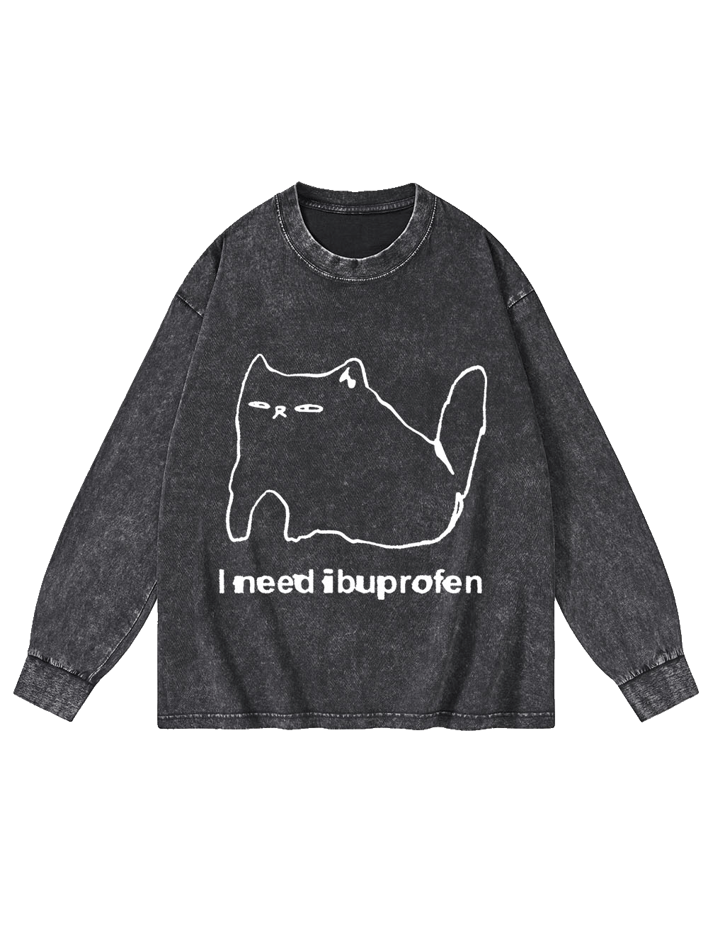Ibuprofen Cat Washed Long-Sleeve Tshirt