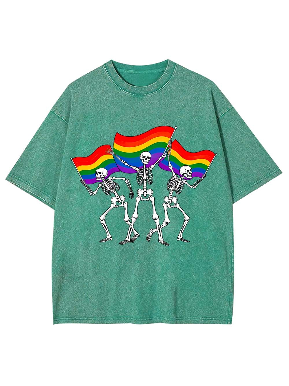Pride Parade Skeletons Washed Tshirt