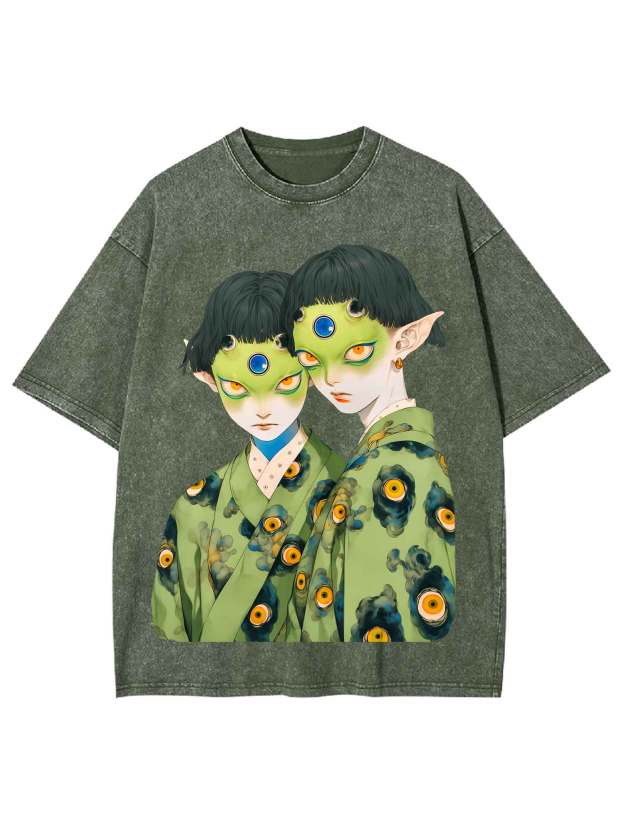 MULTI-EYED TWINS WASHED TSHIRT