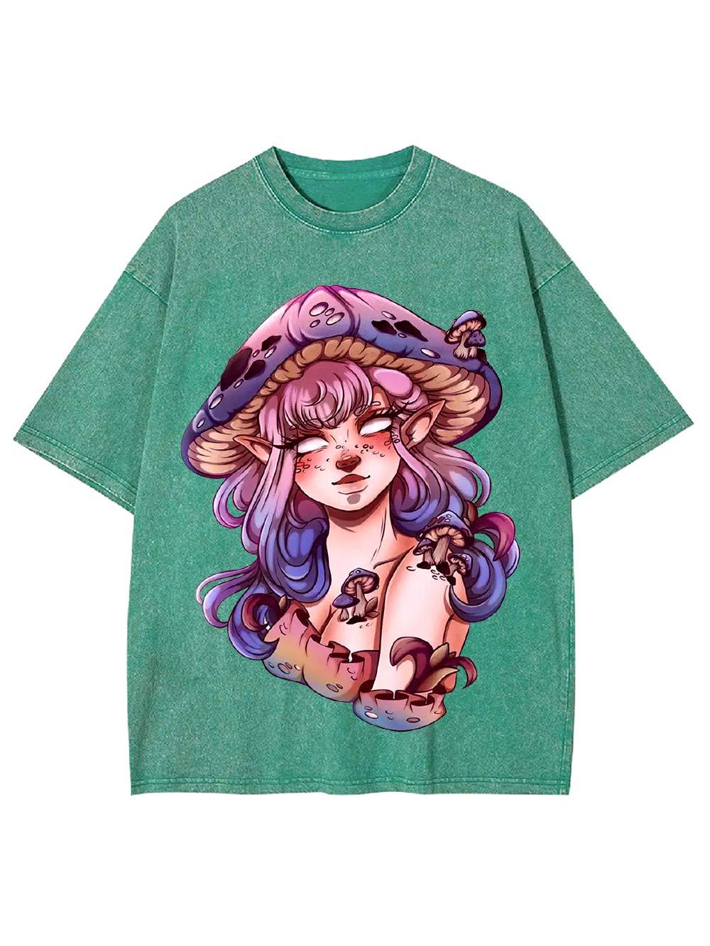 Mushroom Fairy Enchantress Washed Tshirt