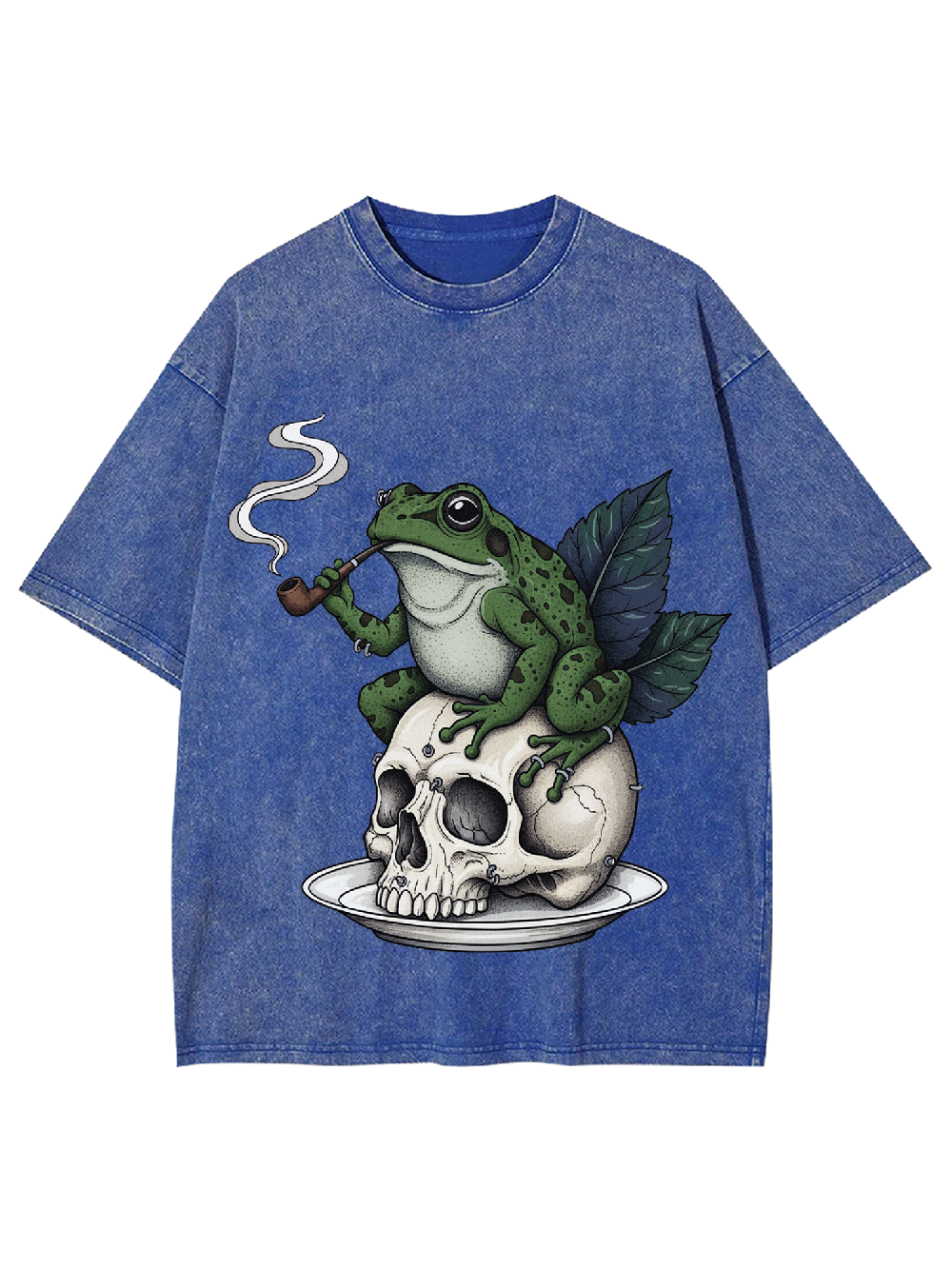 Smoking Frog on Skull Washed Tshirt