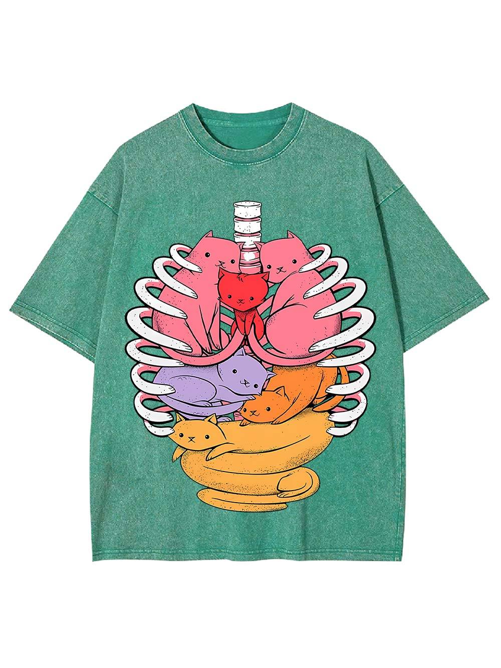 Cats In Rib Cage Washed Tshirt