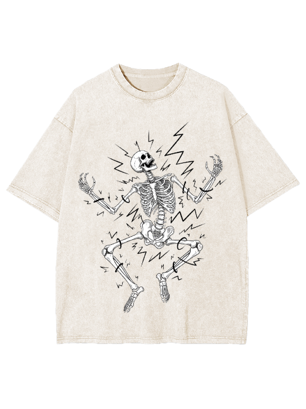 Electric Shock Skeleton Washed Tshirt