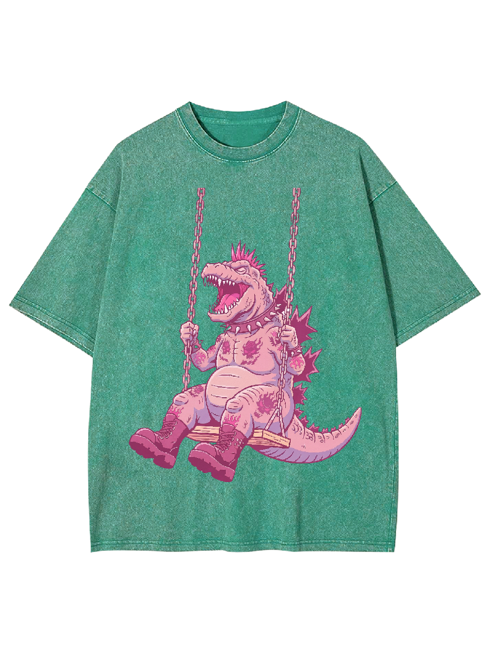 Swinging Pink Dino Washed Tshirt