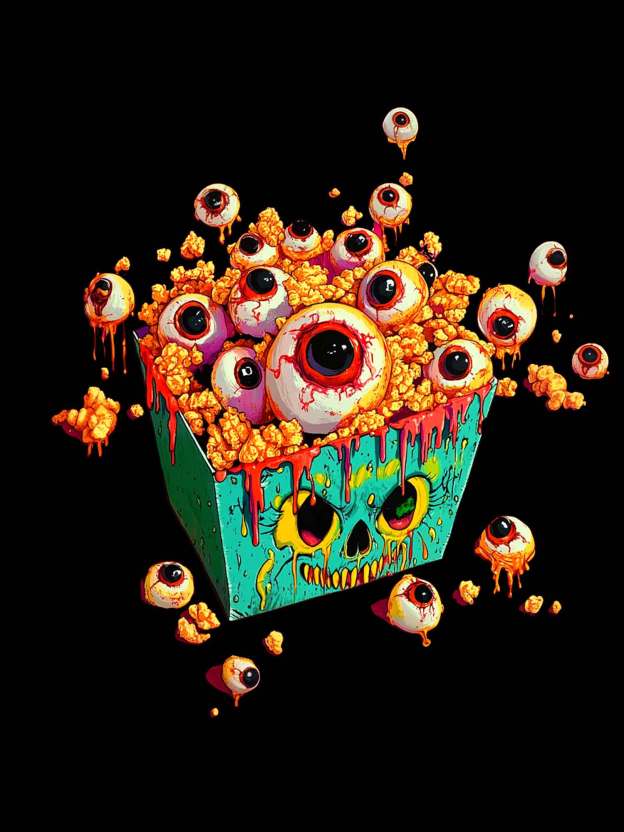 EYEBALL POPCORN  WASHED TSHIRT