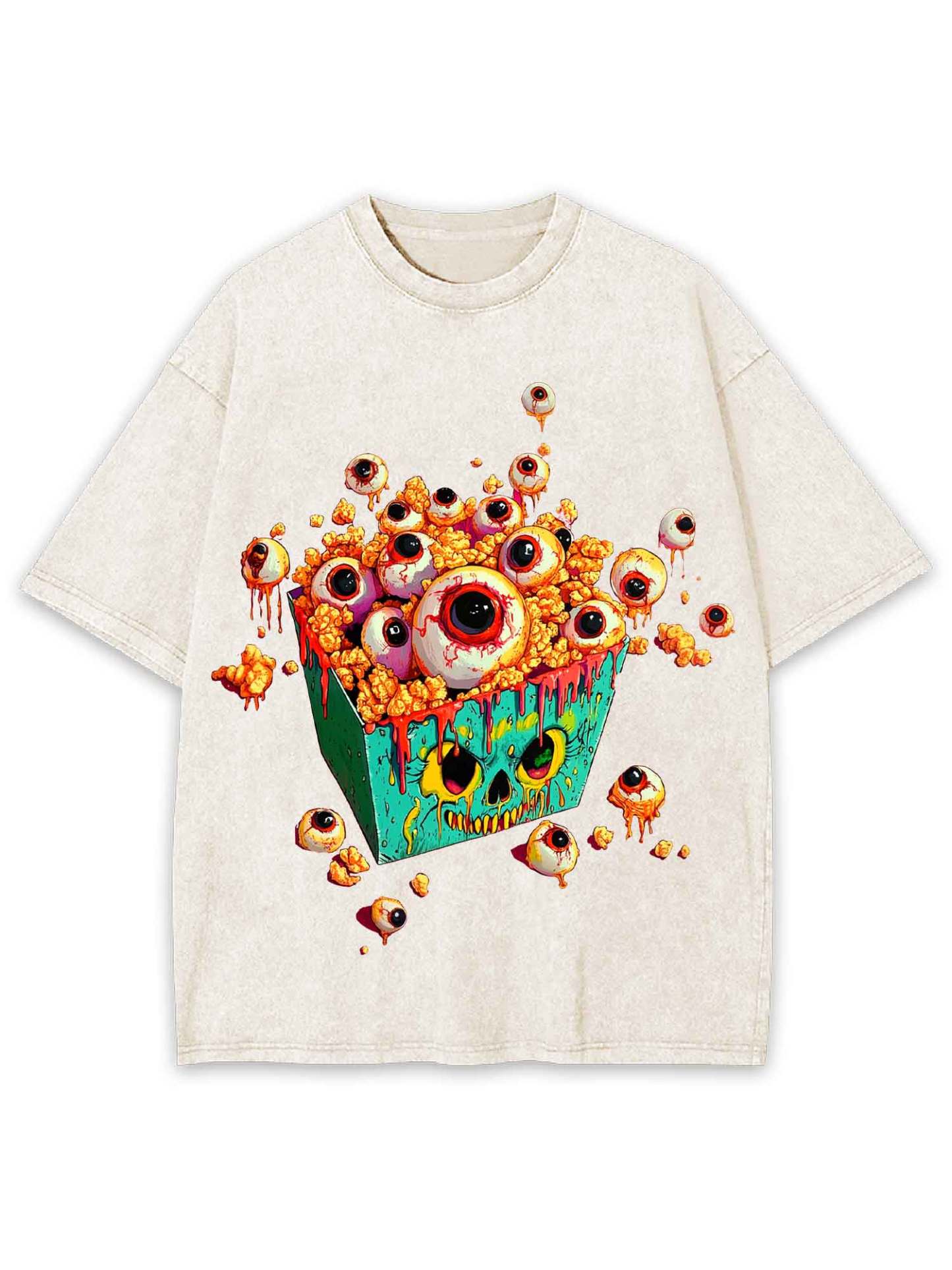 EYEBALL POPCORN  WASHED TSHIRT