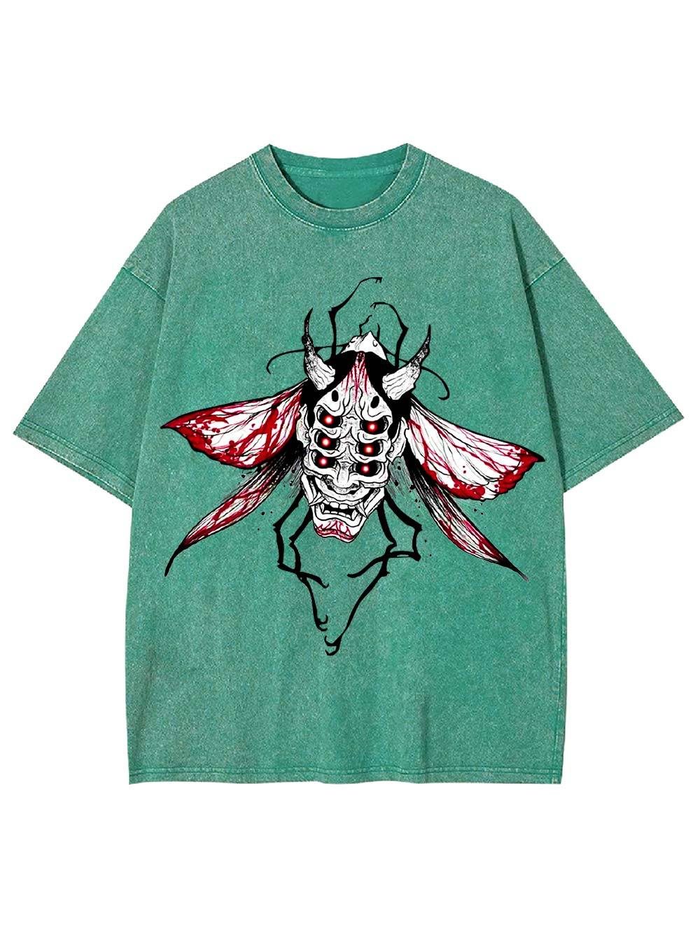 Demonic Moth Mask Washed Tshirt