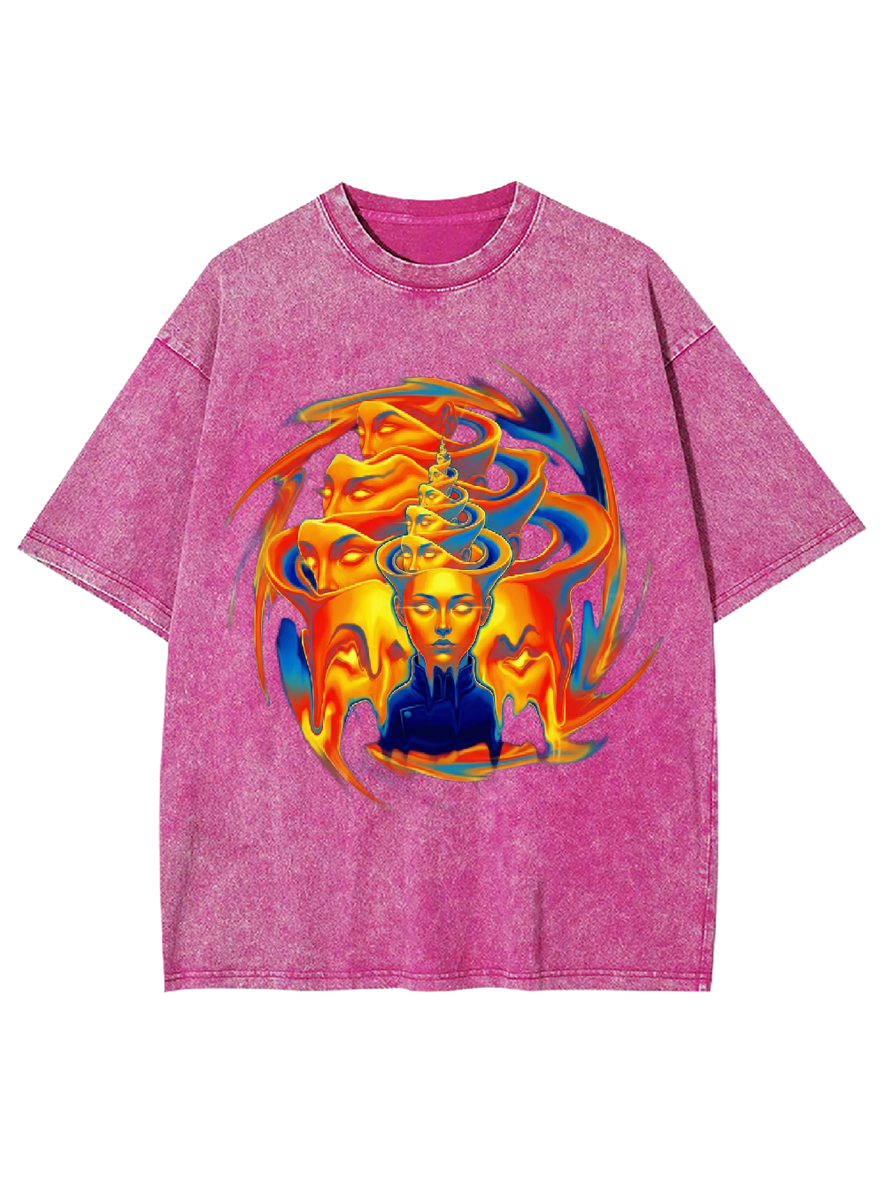 Flaming Meditation Print T-Shirt Washed Tshirt