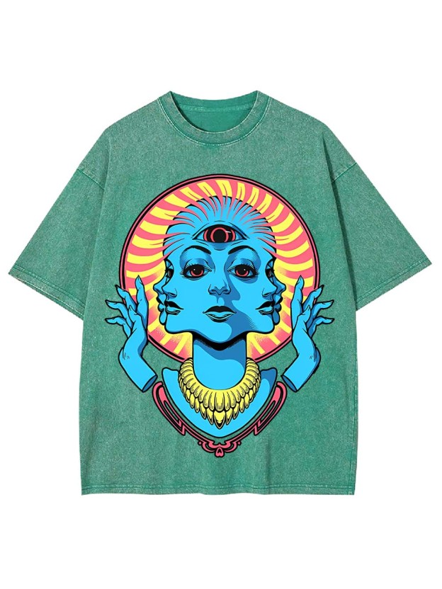Triple Face Oracle Washed Tshirt