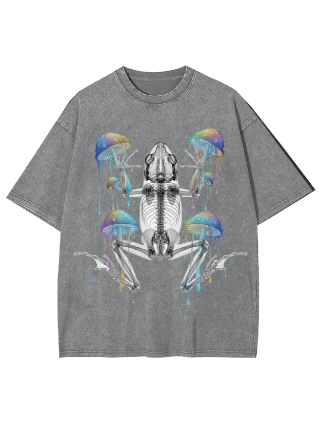 Perspective Skeleton Frog Washed Tshirt