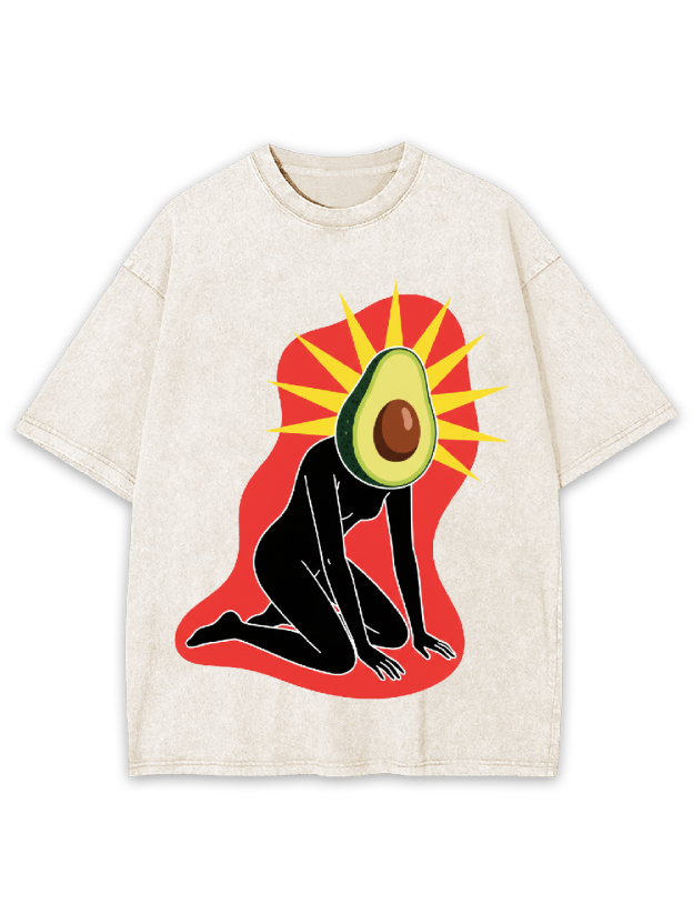 Avocado-Head Figure Washed Tshirt