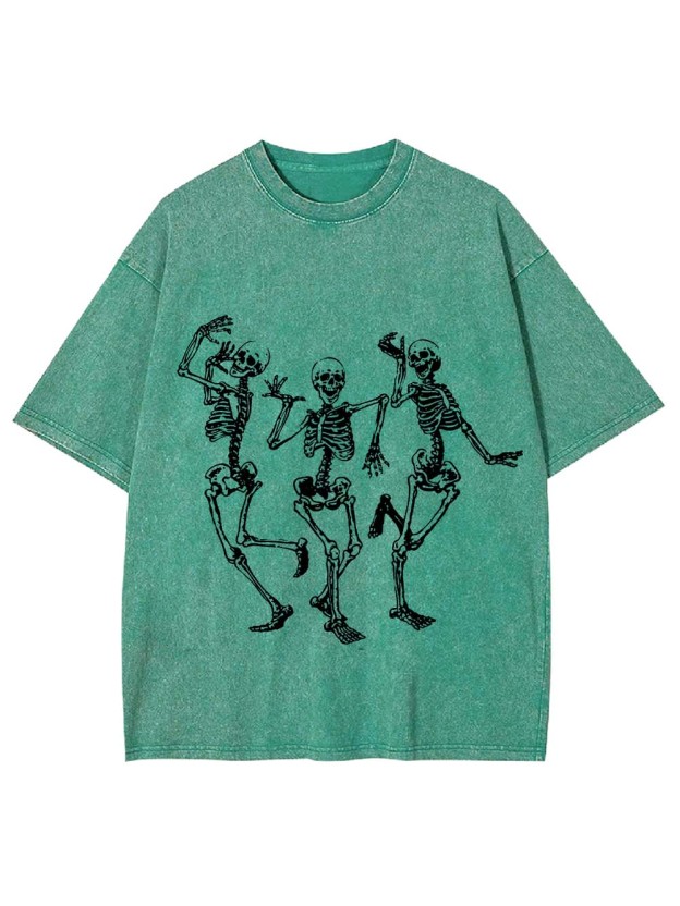 DANCING SKELETONS WASHED TSHIRT