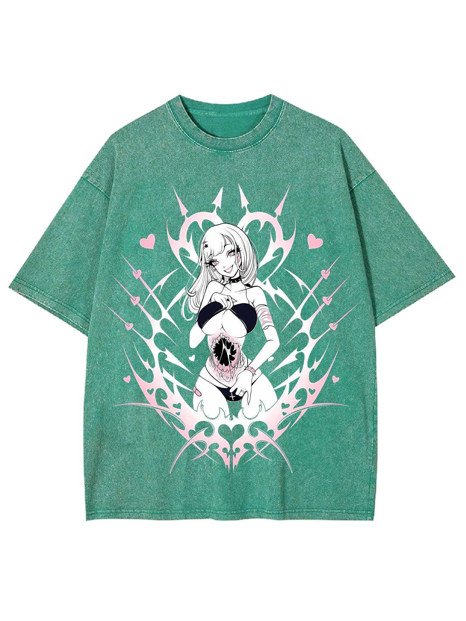 Hollow Heart Washed Tshirt-ClassyOutlaw Sale