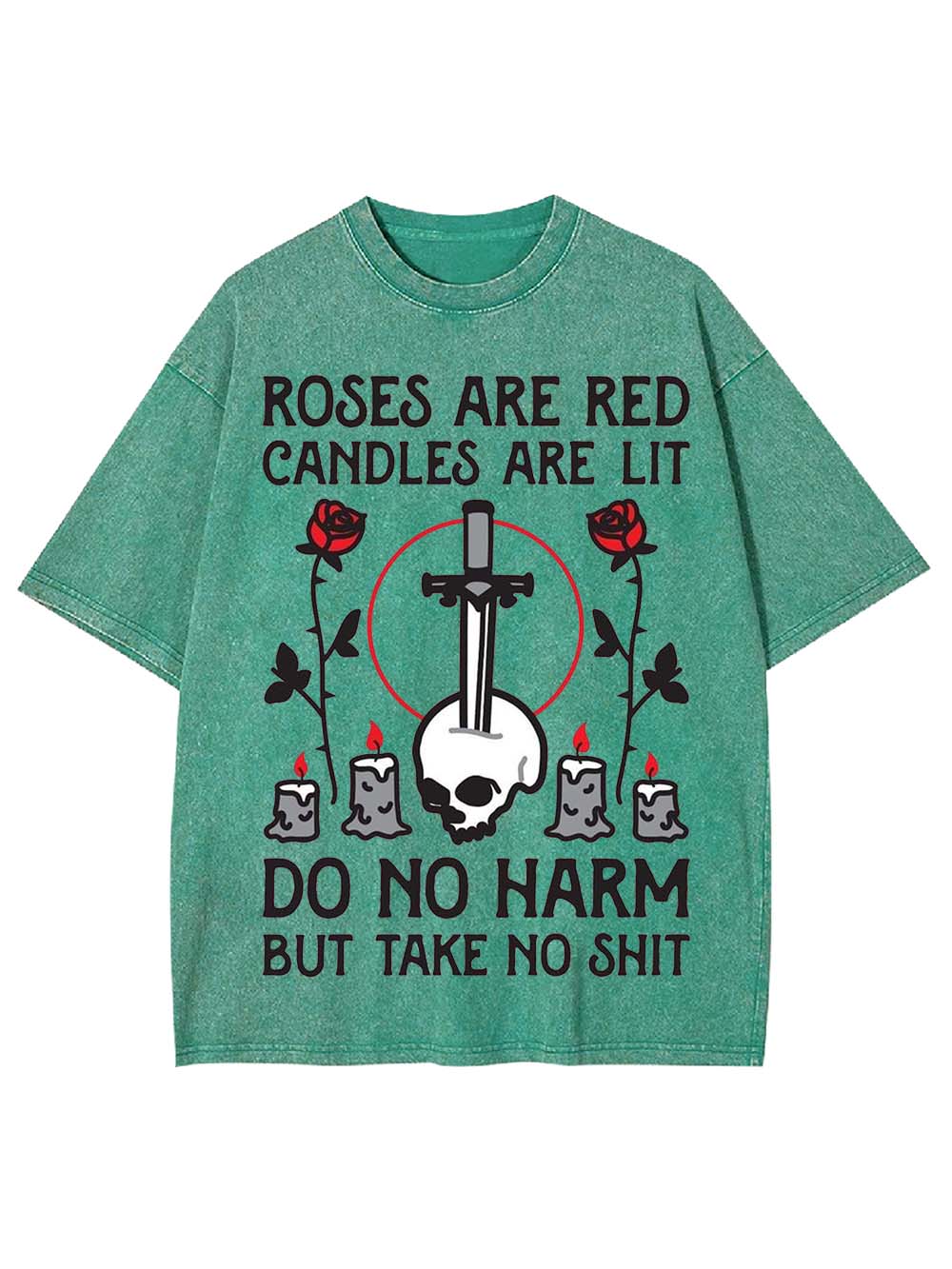 ROSES ARE RED, CANDLES ARE LIT WASHED TSHIRT