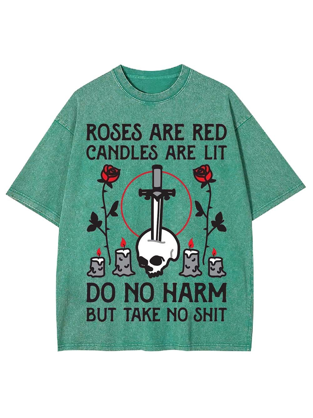 ROSES ARE RED, CANDLES ARE LIT WASHED TSHIRT