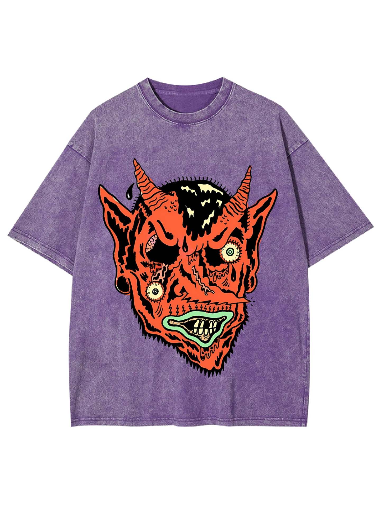 Distorted Demon Face Washed Tshirt