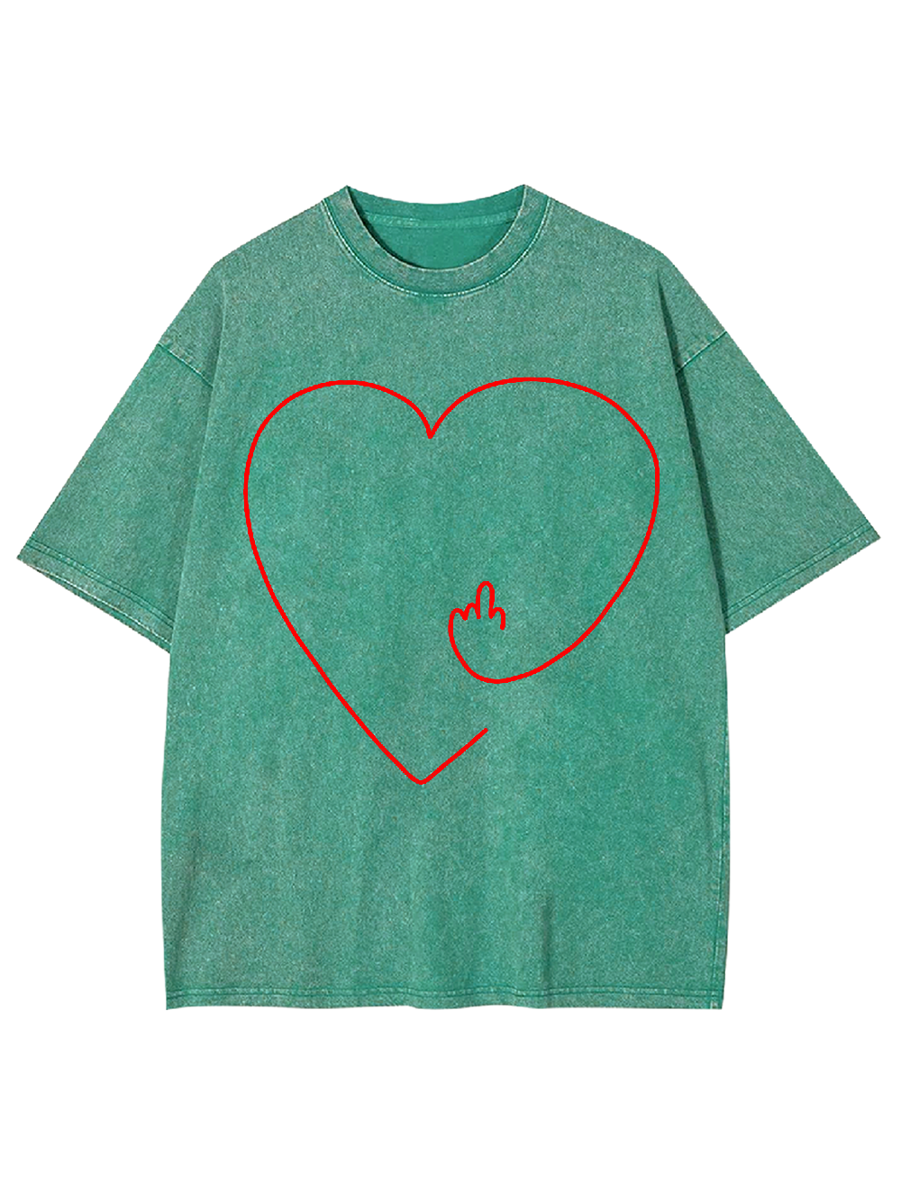 Middle Finger Heart Washed Tshirt-ClassyOutlaw Sale