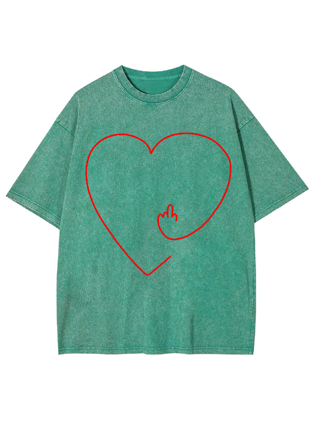 Middle Finger Heart Washed Tshirt
