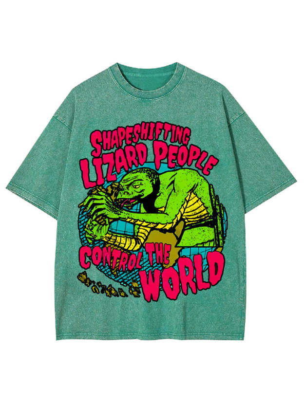 Reptilian Masters Of The World Washed Tshirt