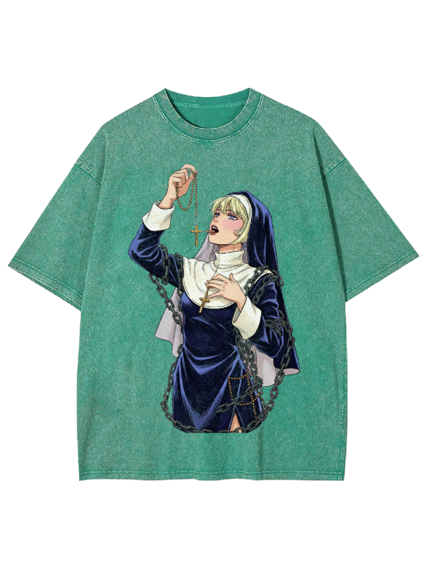 Licking Manga Nun Washed Tshirt