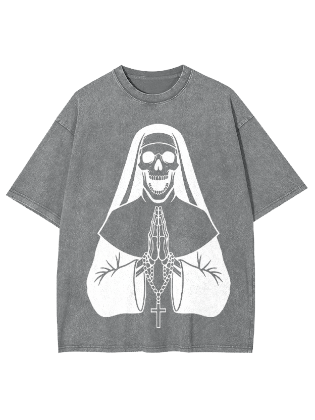 Skeleton Nun Washed Tshirt