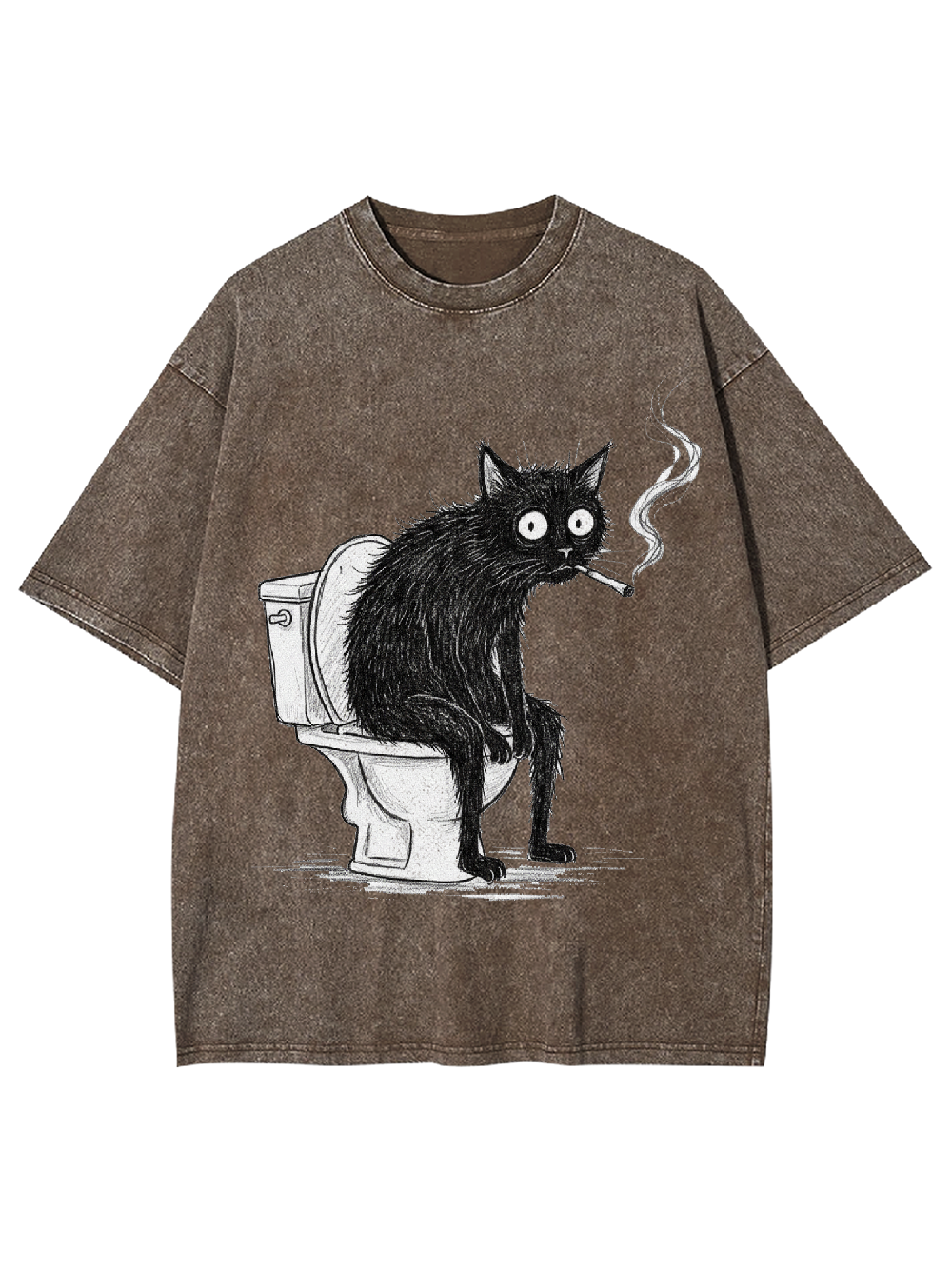 Cat smoking on the toilet Washed Tshirt